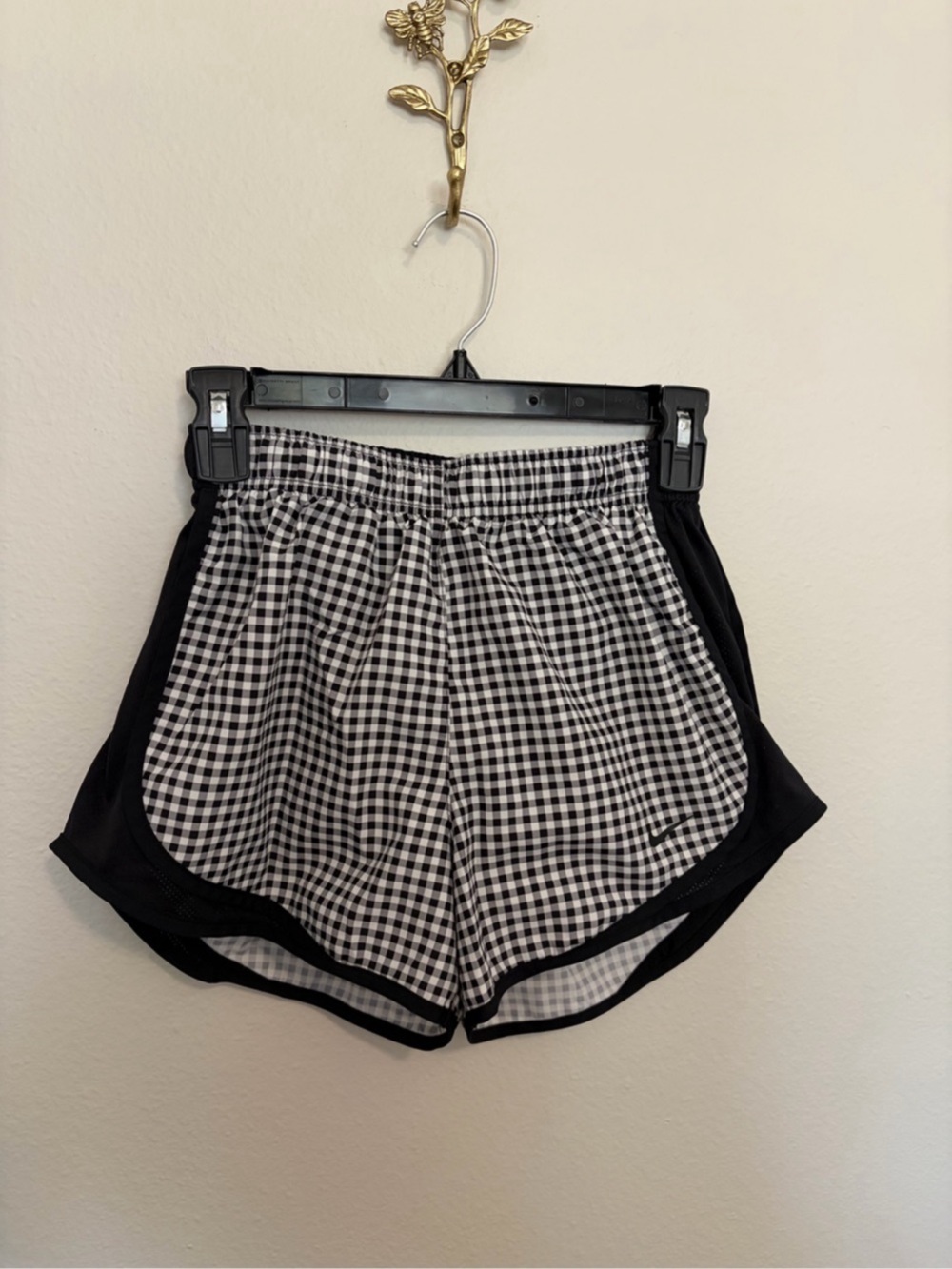 Nike Gingham Tempo Running Shorts Black & White XS